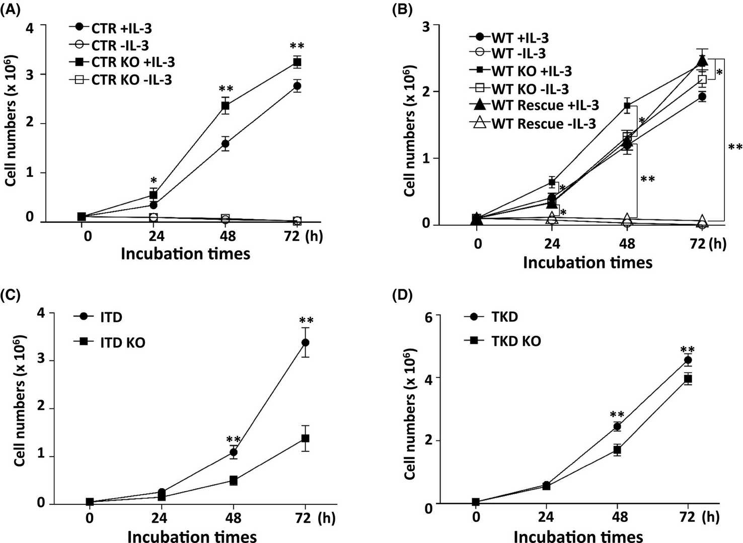 Effects of core fucosylation on the proliferation of Ba/F3 cells.