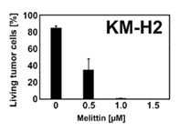 KM-H2 cells were incubated together with PBMC in the presence or absence of different concentrations of MEL. Cell viability was assessed by flow cytometry. Presented are viable tumor cells as percentages of all living cells.