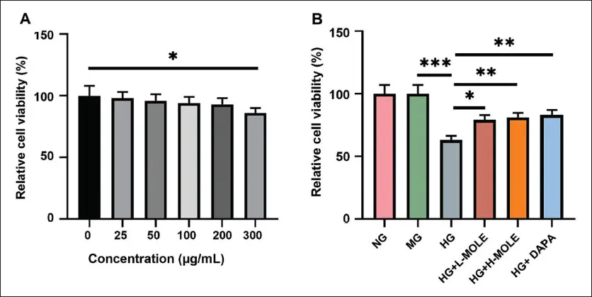 MOLE Enhances the Viability of Rat Podocytes Induced by HG.